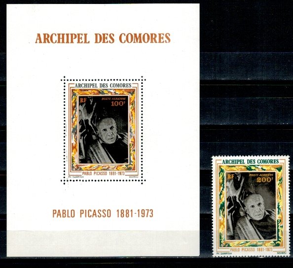 Comores 1973 - Picasso, pictura, arta, serie+colita neuzata
