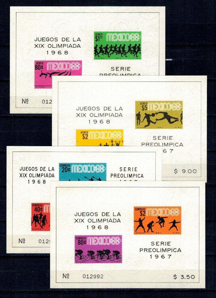 Mexic 1967 - Jocurile Olimpice, sport, set colite neuzate