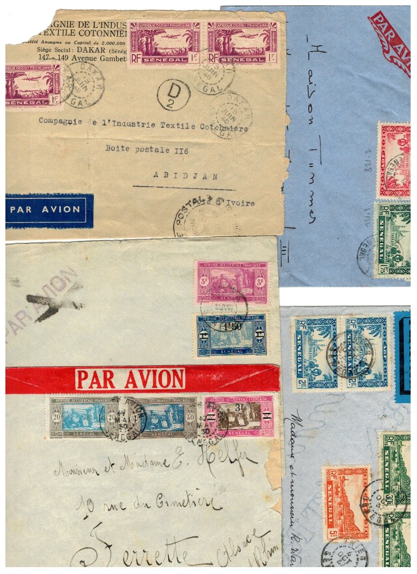 Senegal - Lot 5 plicuri circulate, anii 1930