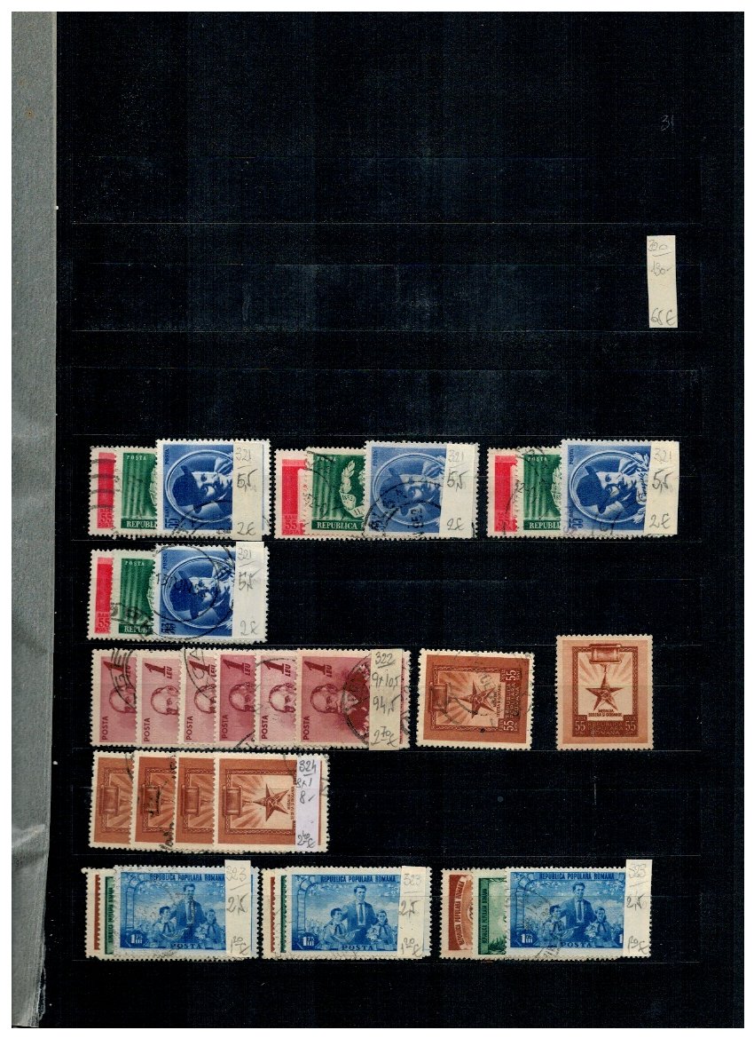 Romania 1951-1962 - Colectie timbre stampilate, 4 clasoare