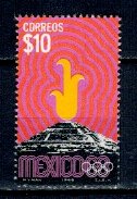 Mexic 1968 - Jocurile Olimpice, flacara olimpica, neuzat