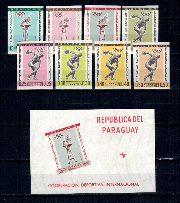 Paraguay 1962 - Sport, Jocuri Olimpice, serie ndt + colita ndt n