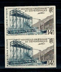 New Caledonia 1955 - Minerit, posta aeriana, pereche ndt neuzata