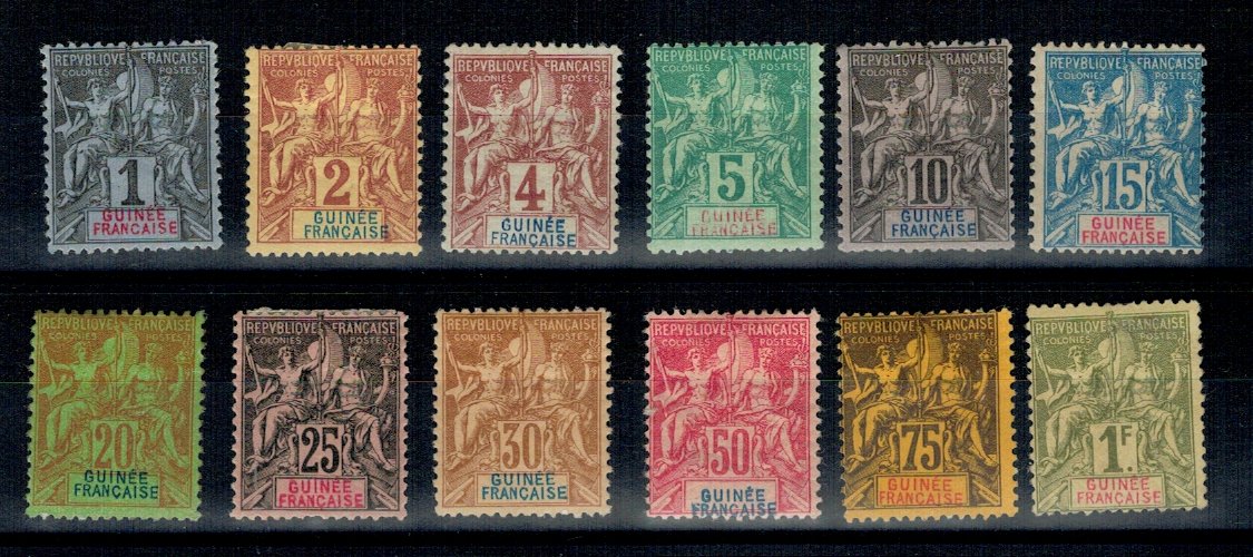 Guinea Franceza 1892 - Uzuale, serie incompleta nestampilata