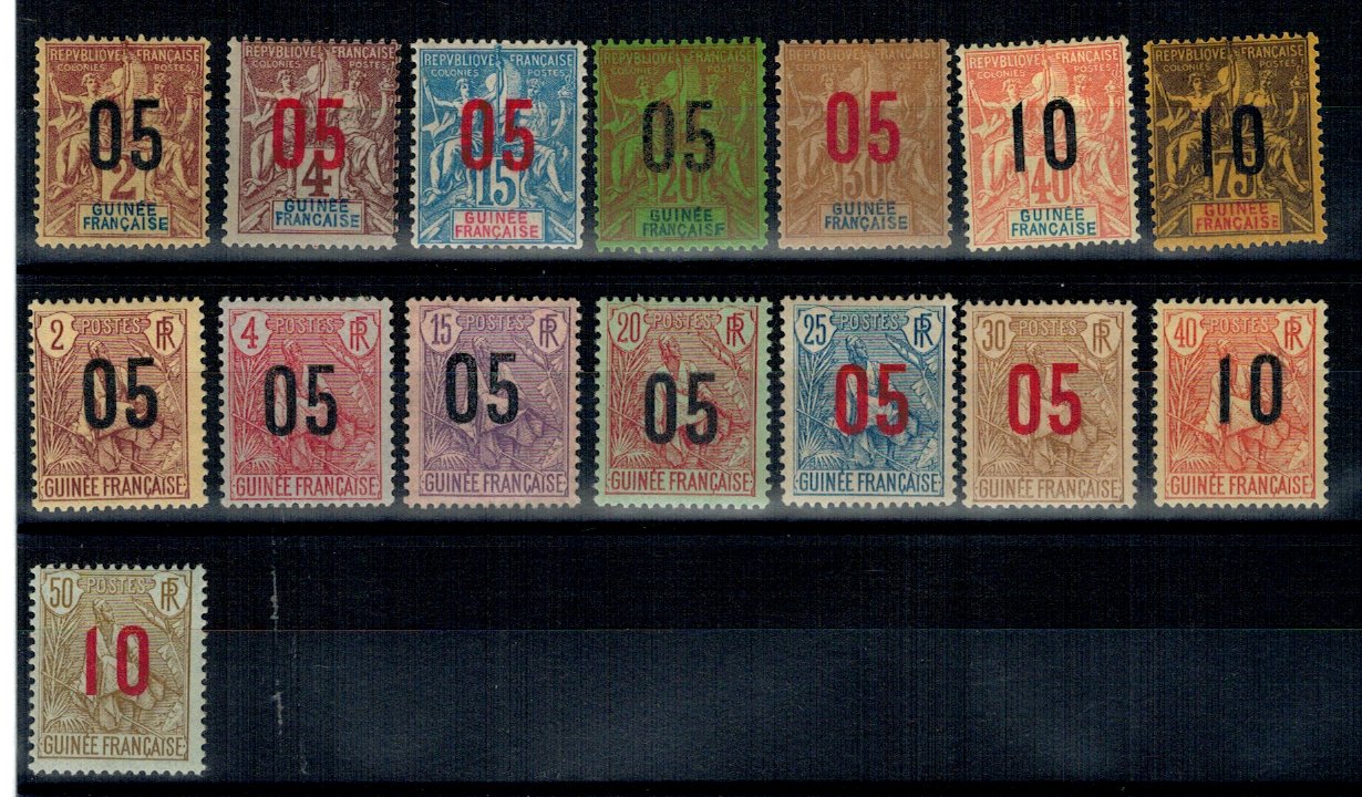 Guinea Franceza 1912 - Uzuale, supratipar, serie nestampilata cu