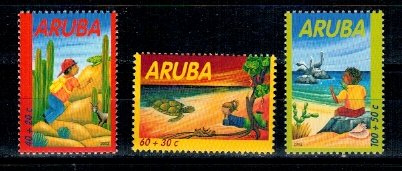 Aruba 2002 - Copii si animale, serie neuzata