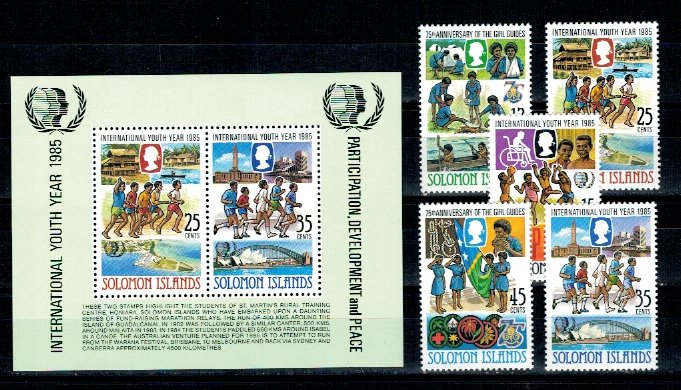 Insulele Solomon 1985 - Anul int. al copiilor, serie+colita neuz