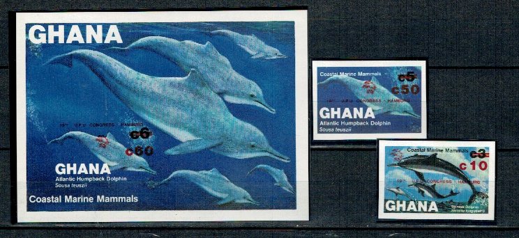 Ghana 1984 - Fauna marina, supratipar, serie+colita ndt neuzata