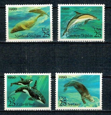 SUA 1990 - Fauna marina, serie neuzata