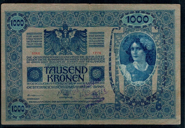 Austro-Ungaria 1902(1919) - 1000 kronen, stampila sarbeasca