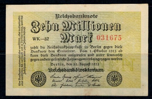 Germania 1923 - 10 Millionen Mark, circulata