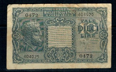 Italia 1944 - 10 lire, circulata