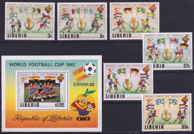 Liberia 1982 - Camp. Mondial de fotbal Spania, serie+colita neuz