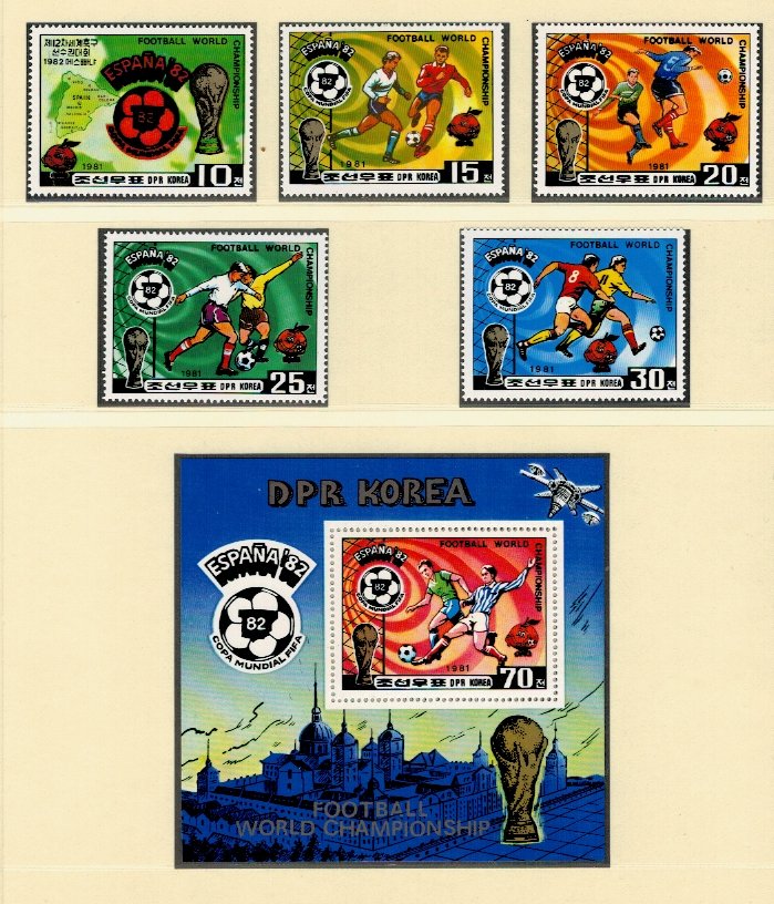 DPR Korea 1981 - Camp. Mondial de fotbal, serie+colita neuzata