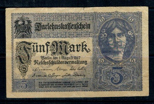 Germania 1917 - 5 Mark, circulata