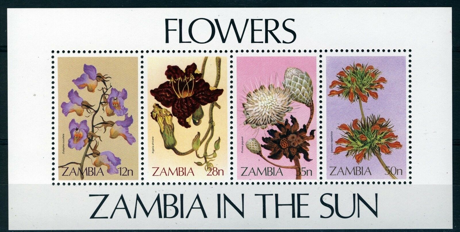 Zambia 1983 - Flori, bloc neuzat