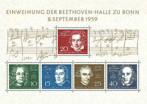Bundes 1959 - Beethoven, muzicieni, bloc neuzat