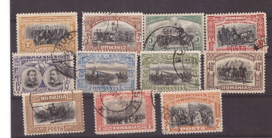 1906 - Carol I 40 de ani de domnie, serie stamp. cu 25b eroare