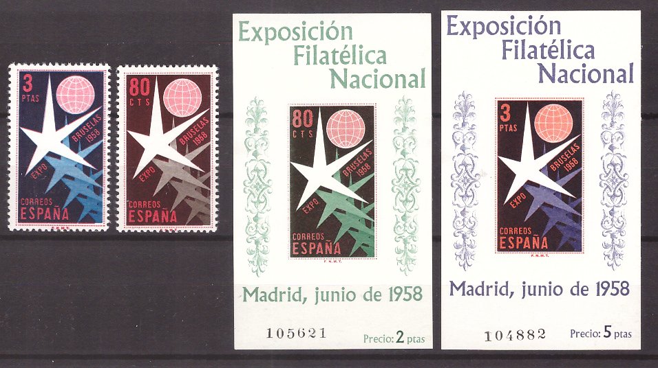 Spania 1958 - Expo Bruxelles, serie+colite neuzate