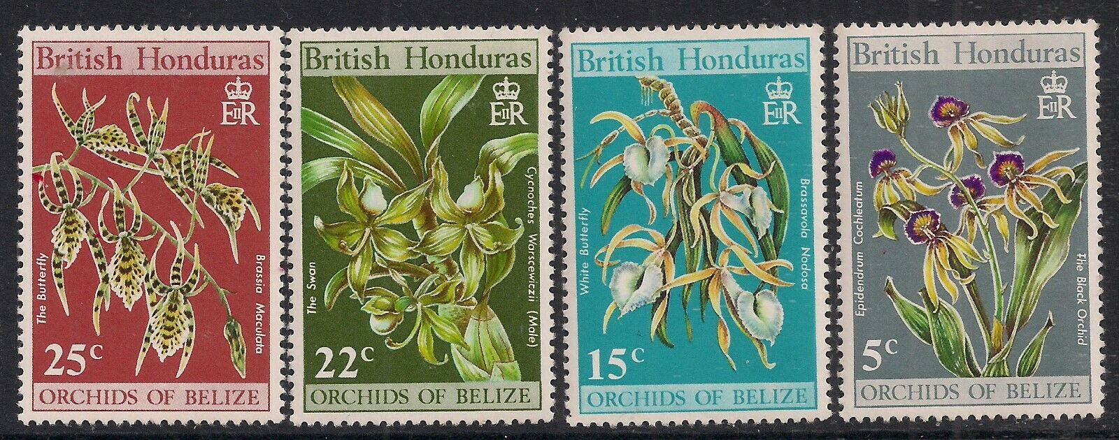 British Honduras 1970 - Flori, orhidee, serie neuzata