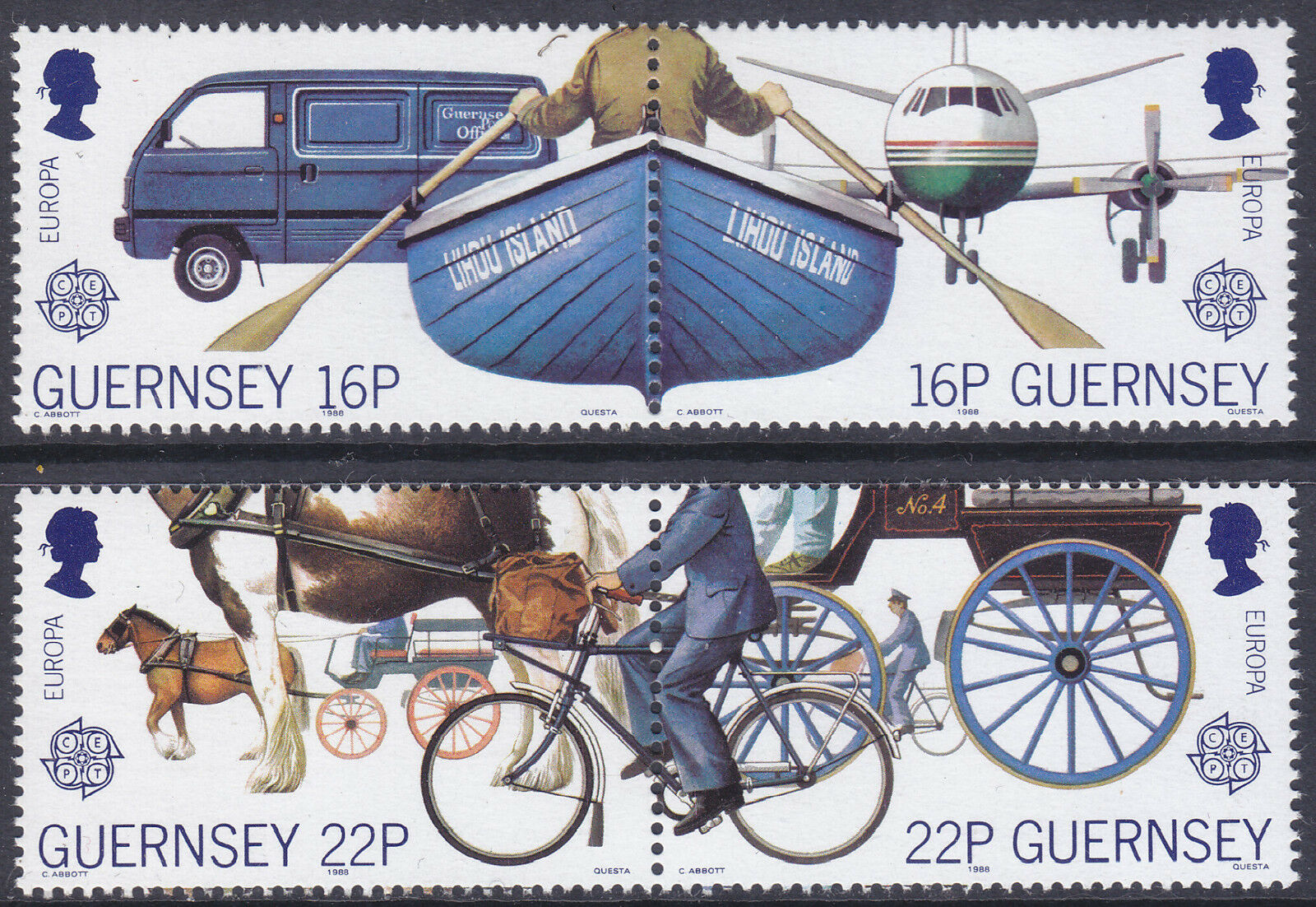 Guernsey 1988 - Europa, transport, serie neuzata