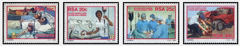 Africa de Sud 1986 - Donarea de sange, medicina, serie neuzata