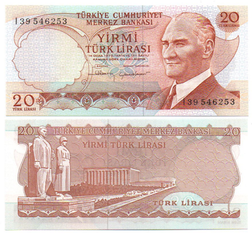 Turcia 1970(1974) - 20 lire UNC