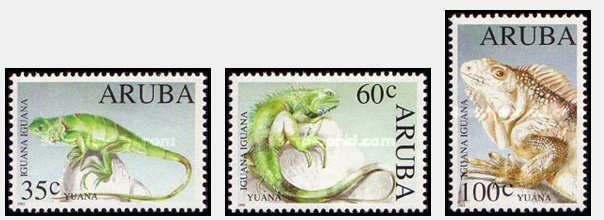 Aruba 1993 - Iguana, fauna, serie neuzata