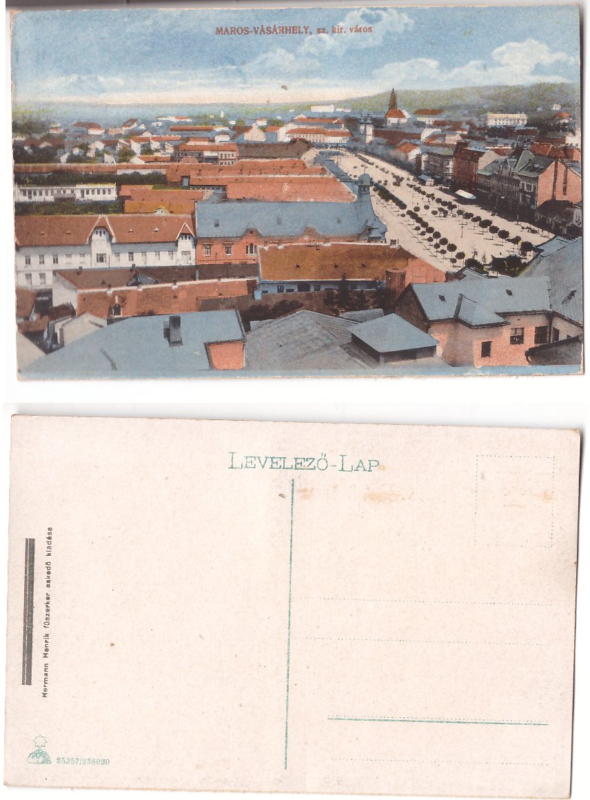 Targu Mures 1915(aprox.) - Vedere de sus, ilustrata necirculata