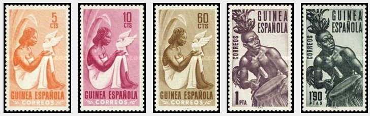Guinea Spaniola 1953 - Indigeni, serie neuzata