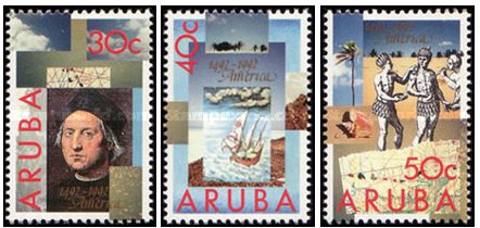 Aruba 1992 - Descoperirea Americii, serie neuzata