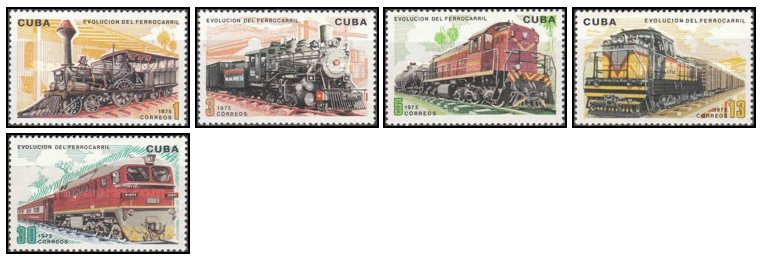 Cuba 1975 - Locomotive, cai ferate, serie neuzata
