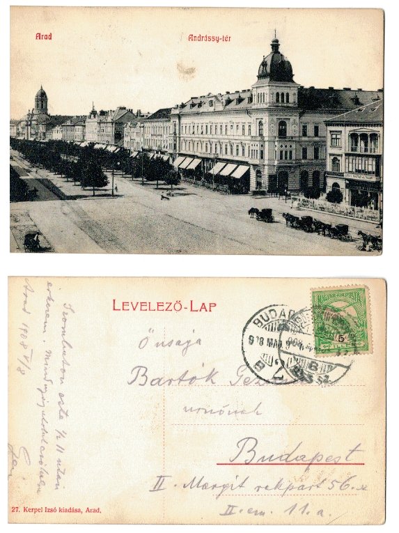 Arad 1918 - Piata Andrassy, ilustrata circulata
