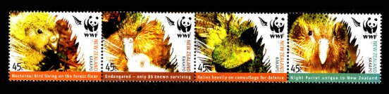 New Zealand 2005 - Fauna WWF, pasari, serie neuzata