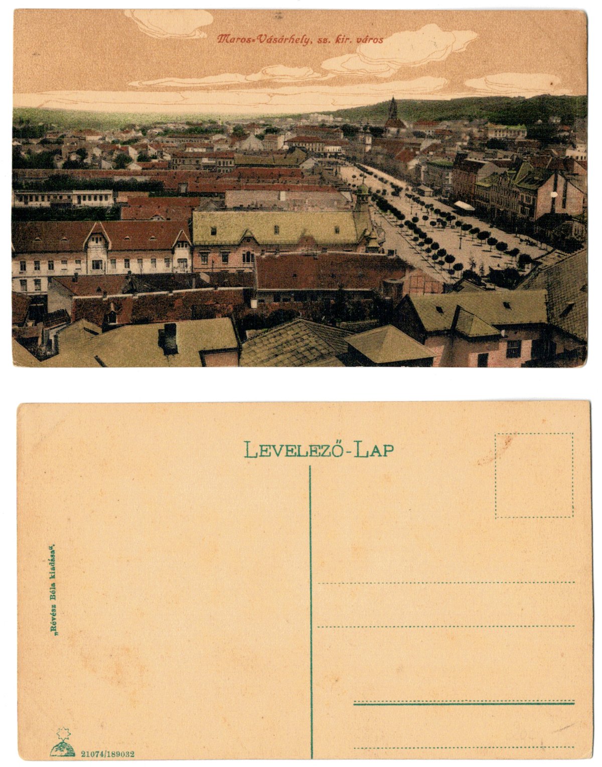 Targu Mures 1915(aprox.) - Vedere de sus din cetate, ilustrata n
