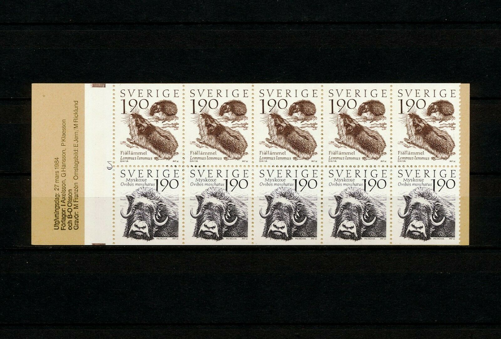 Suedia 1984 - Fauna, carnet filatelic neuzat