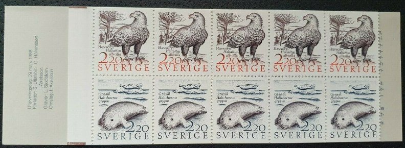 Suedia 1988 - Fauna, carnet filatelic neuzat