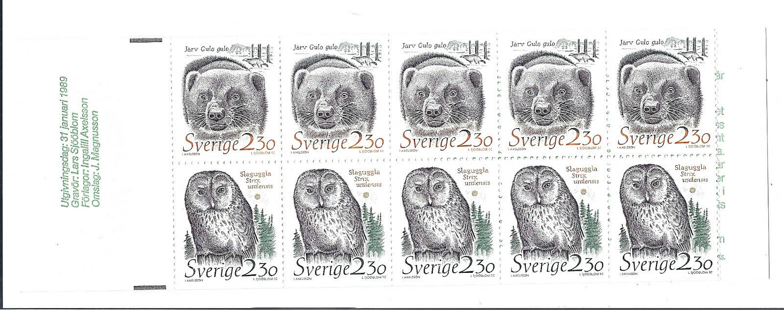 Suedia 1989 - Fauna, carnet filatelic neuzat