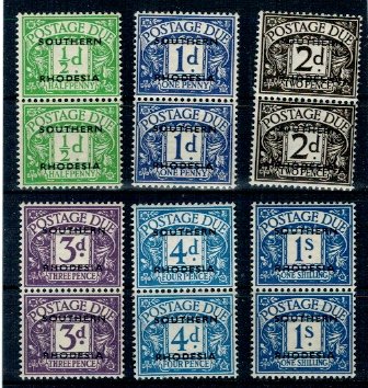 Southern Rhodesia 1951 - Postage Due, perechi neuzate
