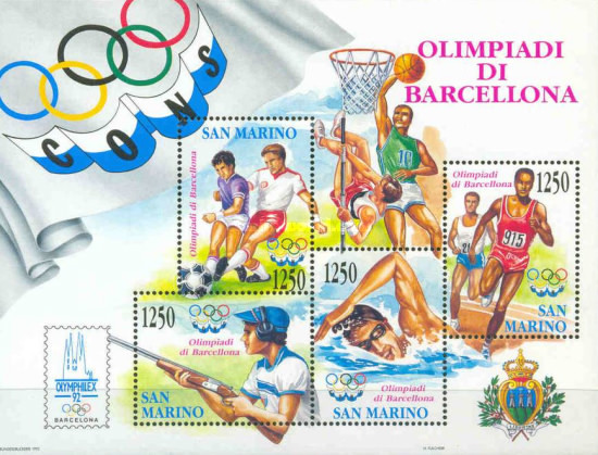 San Marino 1992 - Jocurile Olimpice Barcelona, bloc neuzat