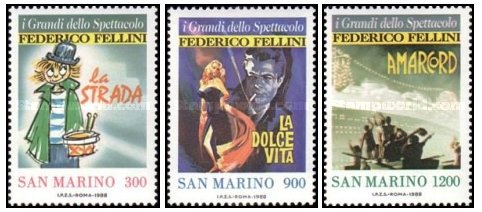 San Marino 1988 - Filme, Frederico Fellini, serie neuzata