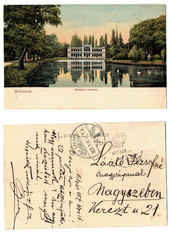 Cluj Napoca 1907 - Parc, ilustrata circulata