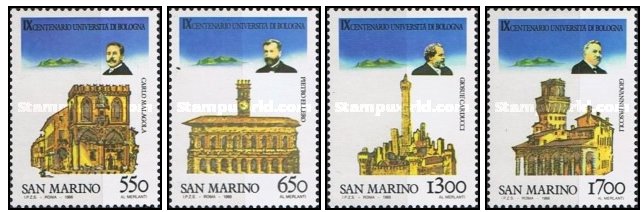 San Marino 1988 - Universitatea Bologna, serie neuzata