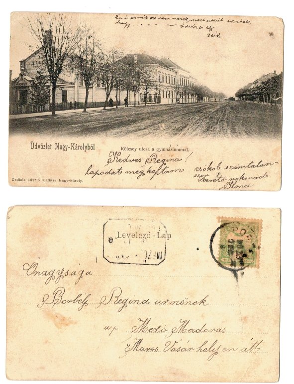 Carei 1902 - Strada Kolcsey, gimnaziul, ilustrata circulata