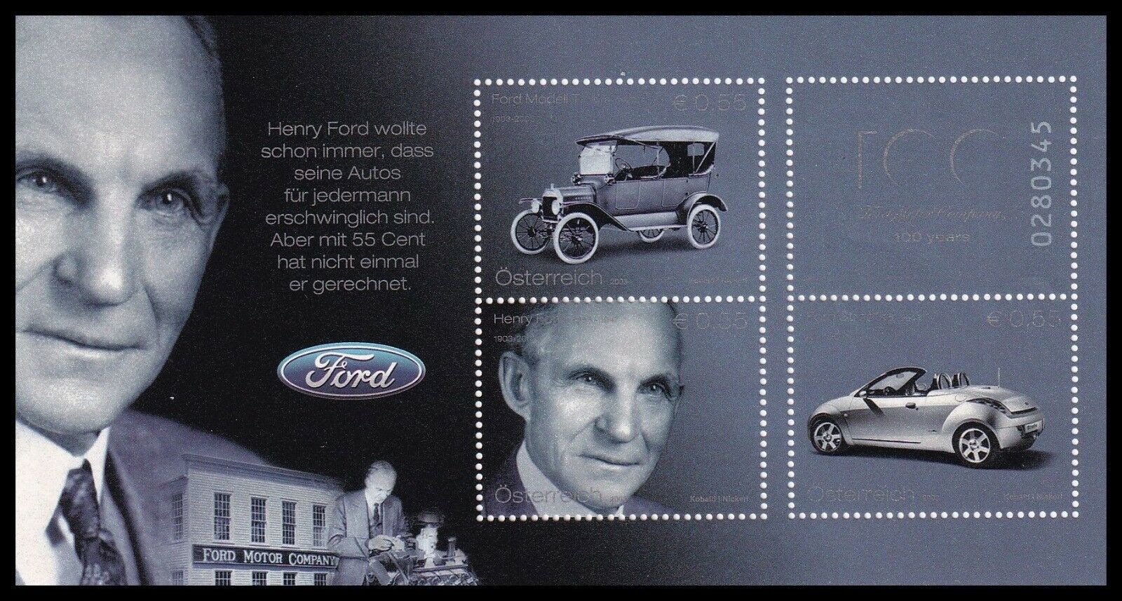 Austria 2003 - Centenarul Ford, bloc neuzat
