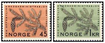 Norvegia 1962 - National Forest Administration, flora, serie neu