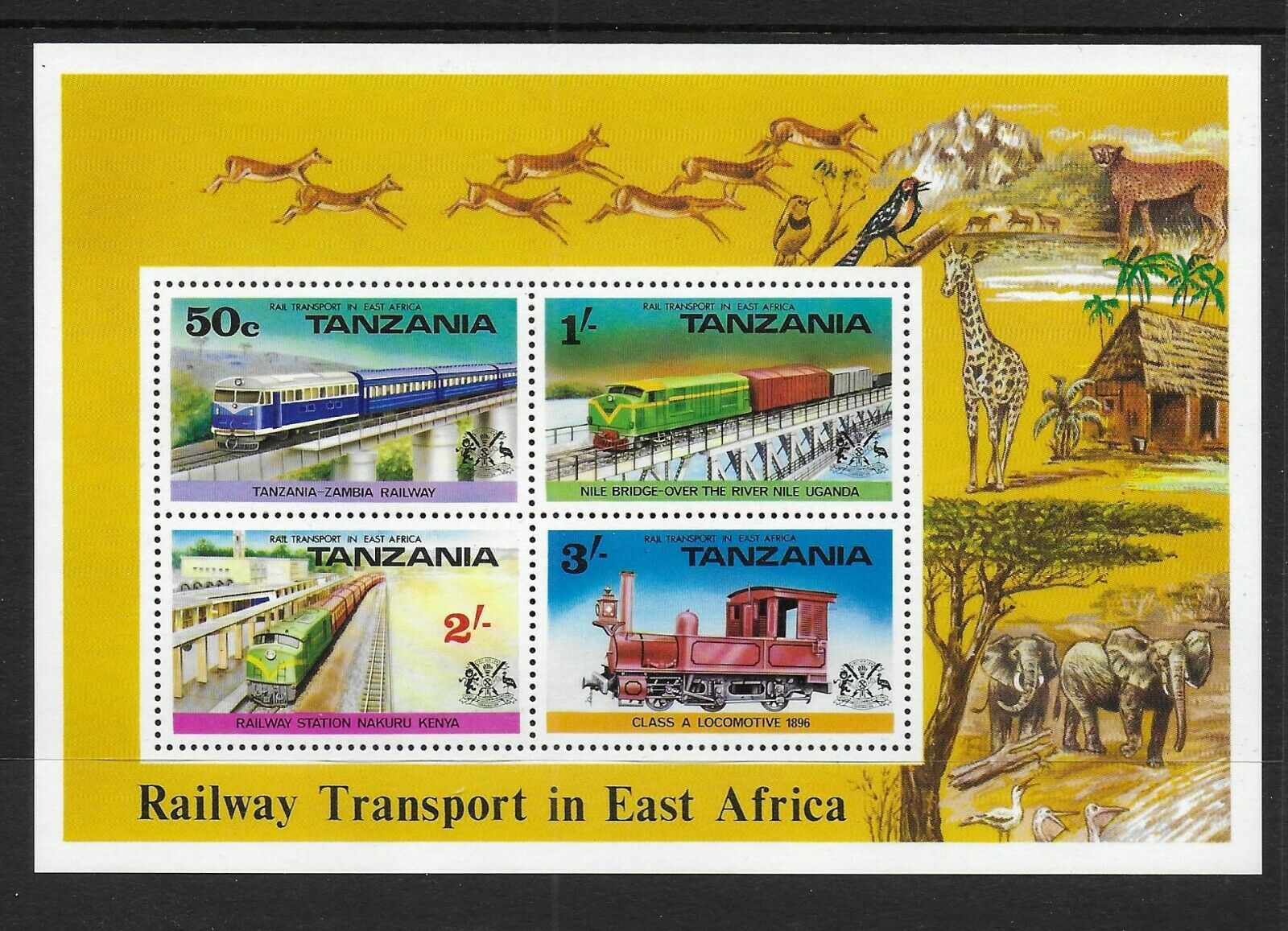 Tanzania 1976 - Locomotive, bloc neuzat