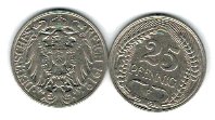 Germania 1912 - 25 pfennig F, circulata