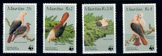 Mauritius 1985 - Pasari, porumbei, fauna WWF, serie neuzata
