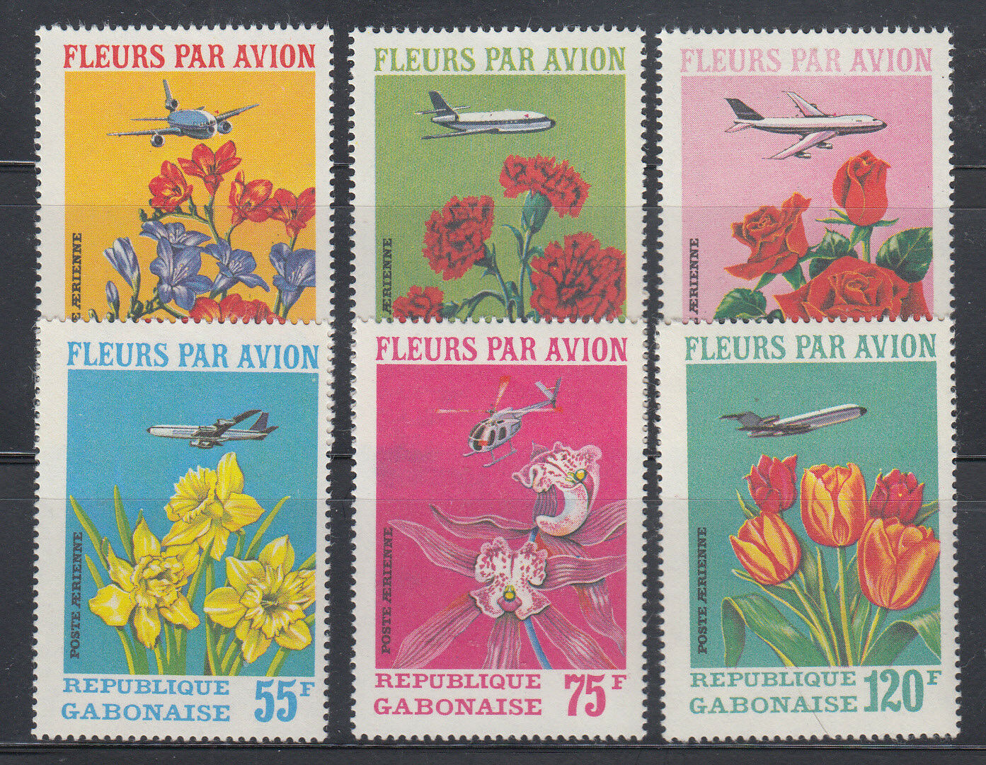 Gabon 1971 - Flori, Posta Aeriana, serie neuzata